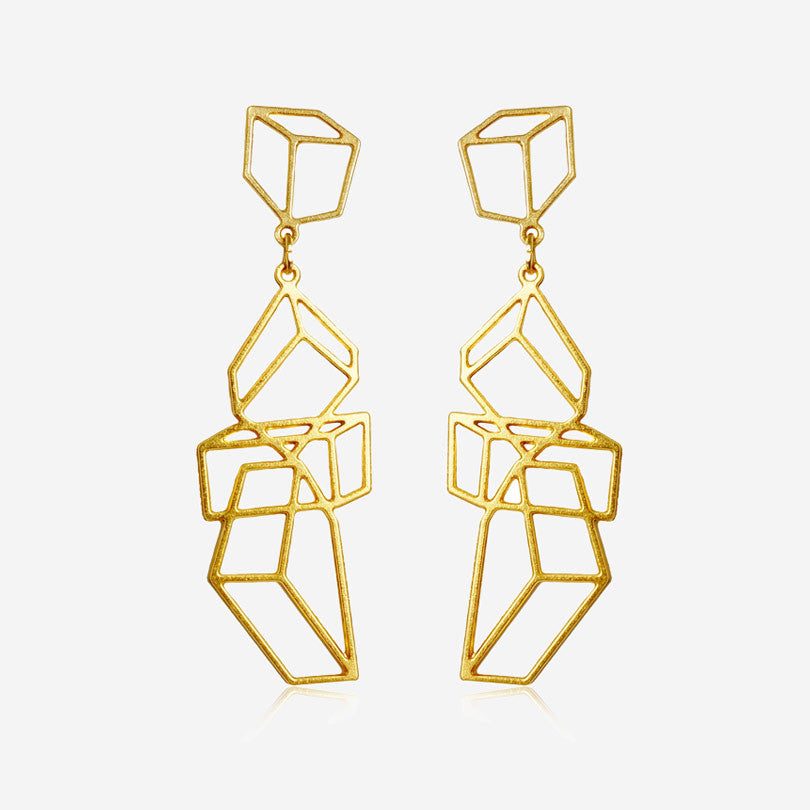 Long Composition Post Earrings