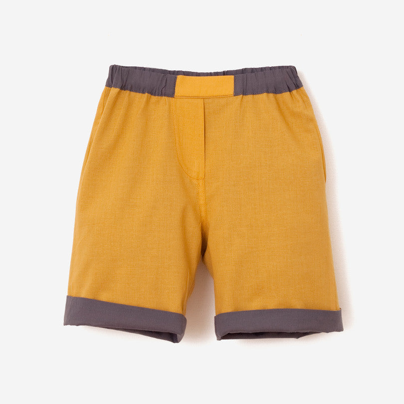 Reversible Unisex Grey-Yellow Bermuda Shorts