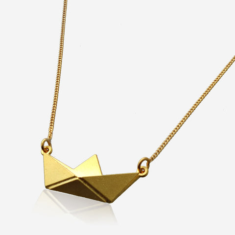 Long Paper Boat Necklace