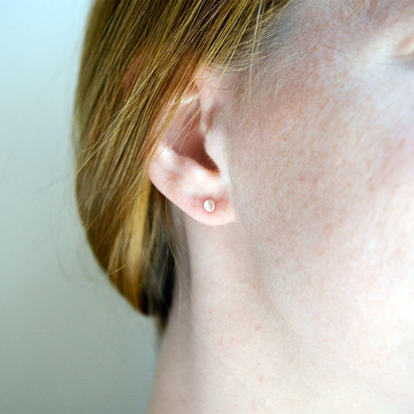 Tiny Bent Circle Stud Earrings